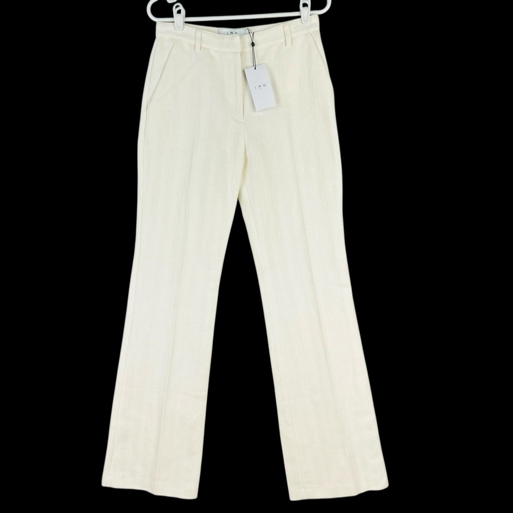 IRO PARIS Women's Talisa Ecru Pants Size US 6 Linen Blend Striped NWT $425.00